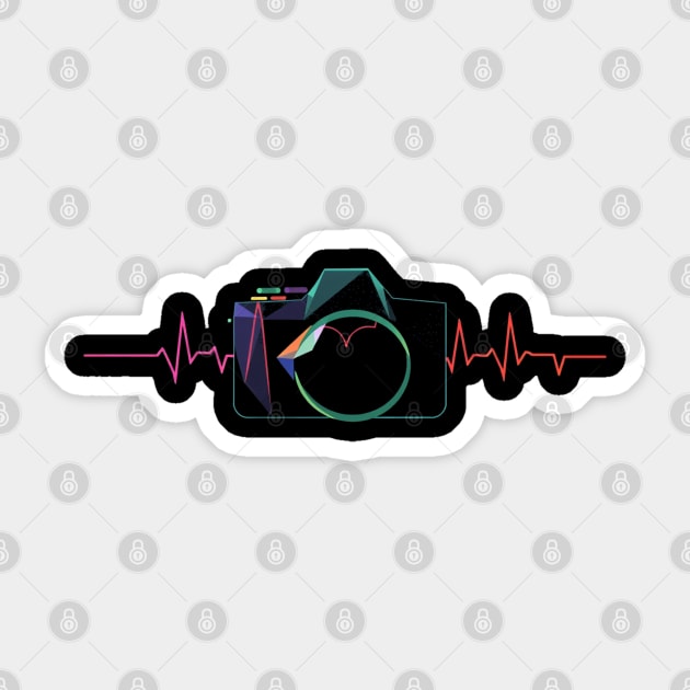 Minimalist Camera Heartbeat Photo. camera heartbeat, photography lover, minimalist photo, creative passion. Sticker by OUTFITPAW